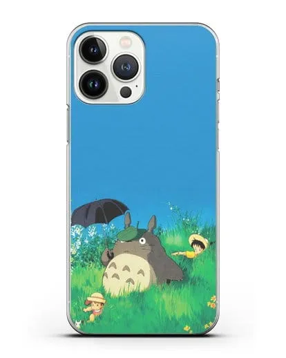 Чехол аниме Мой сосед Тоторо - Прогулка с Тоторо силиконовый для iPhone 13 Pro Max