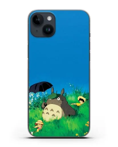Чехол аниме Мой сосед Тоторо - Прогулка с Тоторо силиконовый для iPhone 14 Plus