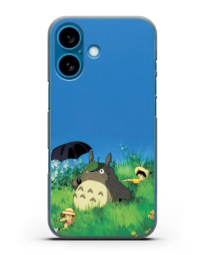 Чехол аниме Мой сосед Тоторо - Прогулка с Тоторо силиконовый для iPhone 16