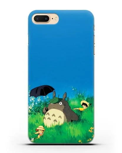 Чехол аниме Мой сосед Тоторо - Прогулка с Тоторо силиконовый для iPhone 7 Plus