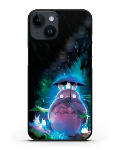 Чехол аниме Мой сосед Тоторо - Тоторо с зонтиком силиконовый для iPhone 14