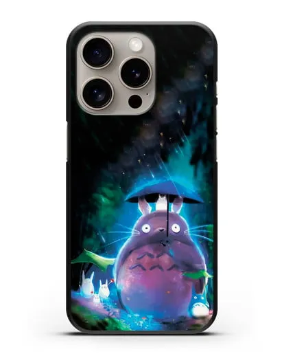 Чехол аниме Мой сосед Тоторо - Тоторо с зонтиком силиконовый для iPhone 15 Pro