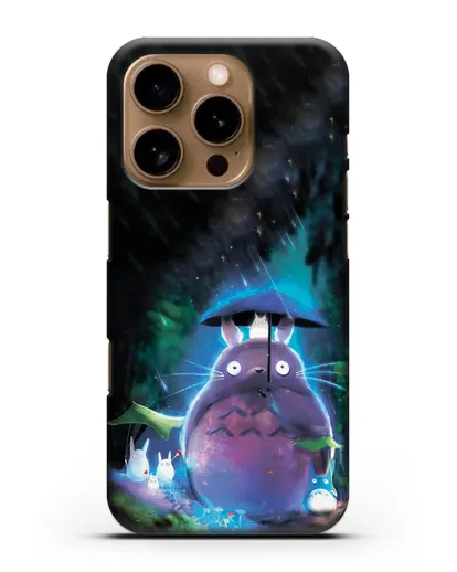 Чехол аниме Мой сосед Тоторо - Тоторо с зонтиком силиконовый для iPhone 16 Pro