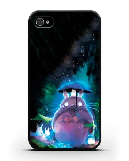 Чехол аниме Мой сосед Тоторо - Тоторо с зонтиком силиконовый для iPhone 4/4s