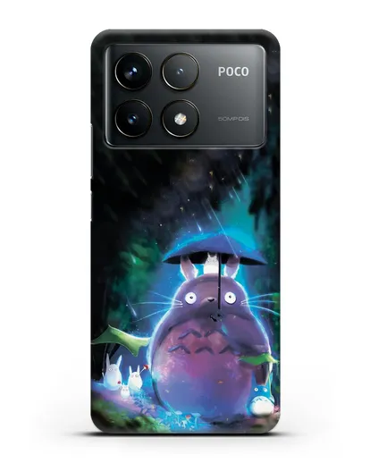 Чехол аниме Мой сосед Тоторо - Тоторо с зонтиком силиконовый для Xiaomi Poco F6 Pro