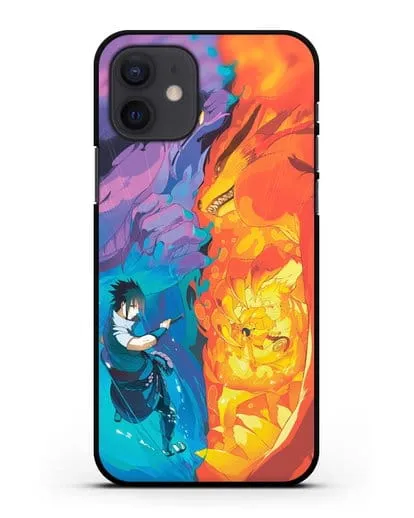 Чехол аниме Наруто - Сила Саске и Наруто силиконовый для iPhone 12