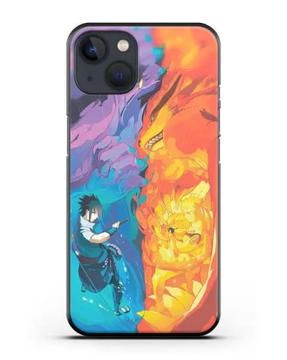 Чехол аниме Наруто - Сила Саске и Наруто силиконовый для iPhone 13 Mini