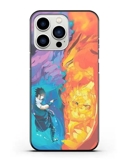 Чехол аниме Наруто - Сила Саске и Наруто силиконовый для iPhone 13 Pro