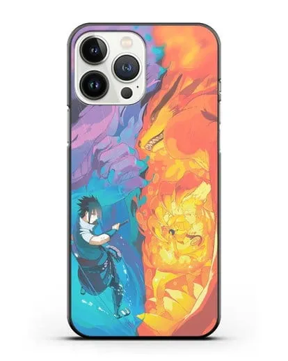 Чехол аниме Наруто - Сила Саске и Наруто силиконовый для iPhone 13 Pro Max