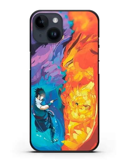 Чехол аниме Наруто - Сила Саске и Наруто силиконовый для iPhone 14