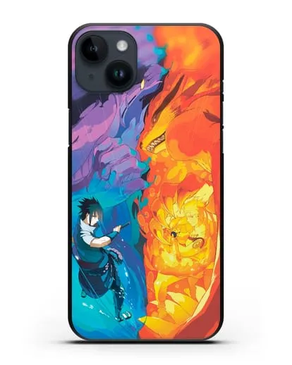 Чехол аниме Наруто - Сила Саске и Наруто силиконовый для iPhone 14 Plus