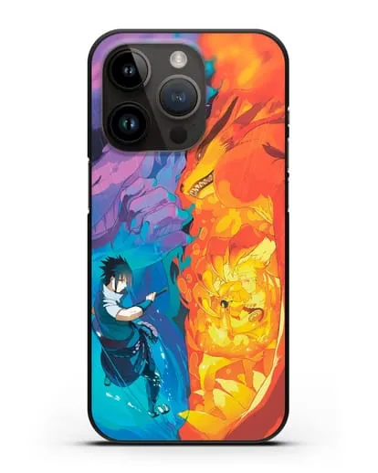 Чехол аниме Наруто - Сила Саске и Наруто силиконовый для iPhone 14 Pro