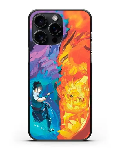 Чехол аниме Наруто - Сила Саске и Наруто силиконовый для iPhone 15 Pro Max