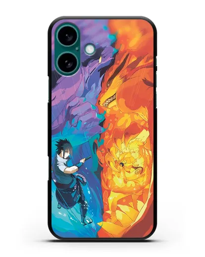 Чехол аниме Наруто - Сила Саске и Наруто силиконовый для iPhone 16 Plus