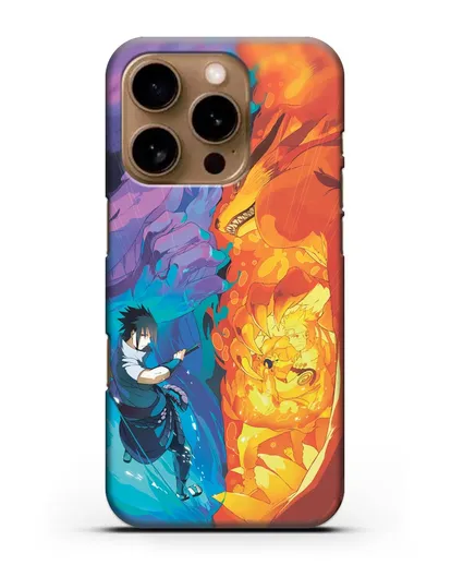 Чехол аниме Наруто - Сила Саске и Наруто силиконовый для iPhone 16 Pro