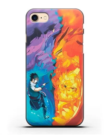 Чехол аниме Наруто - Сила Саске и Наруто силиконовый для iPhone 8
