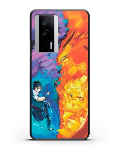 Чехол аниме Наруто - Сила Саске и Наруто силиконовый для Xiaomi Poco F5 Pro