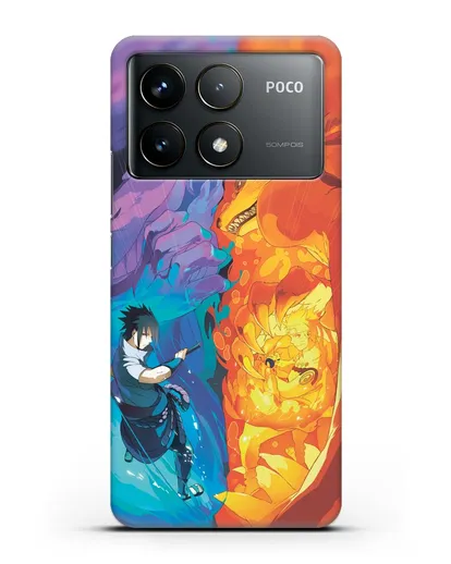 Чехол аниме Наруто - Сила Саске и Наруто силиконовый для Xiaomi Poco F6 Pro
