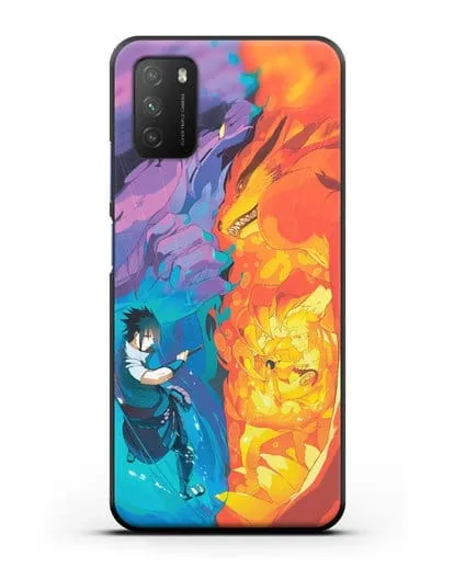 Чехол аниме Наруто - Сила Саске и Наруто силиконовый для Xiaomi Poco M3