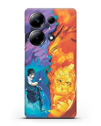 Чехол аниме Наруто - Сила Саске и Наруто силиконовый для Xiaomi Poco M6 Pro