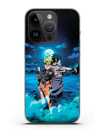 Чехол аниме Наруто - Бок о бок в полнолуние силиконовый для iPhone 14 Pro
