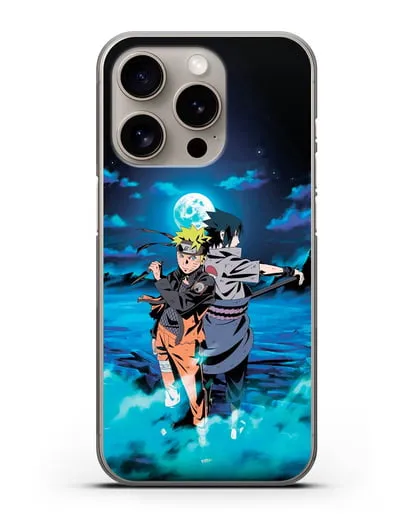 Чехол аниме Наруто - Бок о бок в полнолуние силиконовый для iPhone 15 Pro