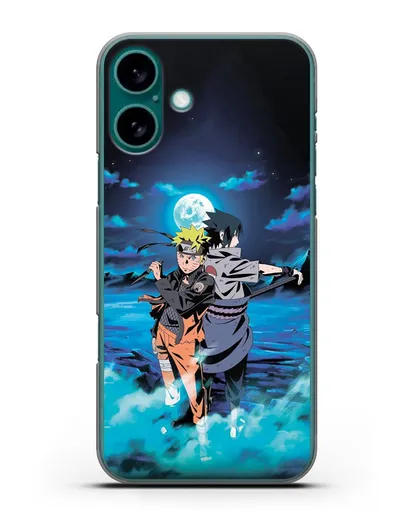 Чехол аниме Наруто - Бок о бок в полнолуние силиконовый для iPhone 16 Plus