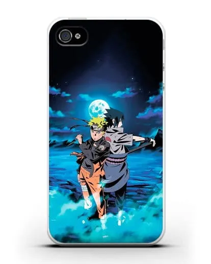 Чехол аниме Наруто - Бок о бок в полнолуние силиконовый для iPhone 4/4s