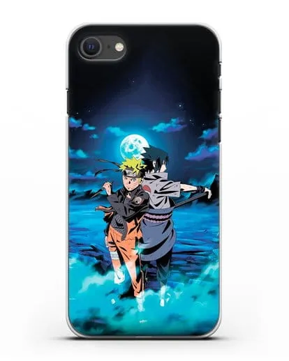 Чехол аниме Наруто - Бок о бок в полнолуние силиконовый для iPhone SE 2020