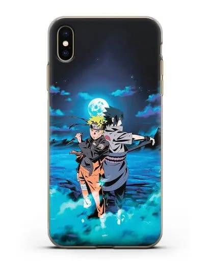 Чехол аниме Наруто - Бок о бок в полнолуние силиконовый для iPhone XS Max