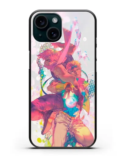 Чехол аниме Невероятные приключения Джо-Джо - Джозеф силиконовый для iPhone 15