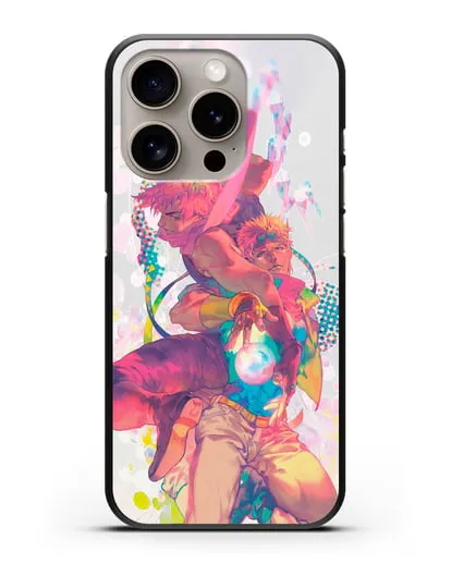 Чехол аниме Невероятные приключения Джо-Джо - Джозеф силиконовый для iPhone 15 Pro