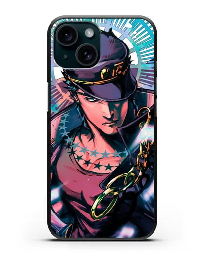 Чехол аниме Невероятные приключения Джо-Джо - Джотаро силиконовый для iPhone 15