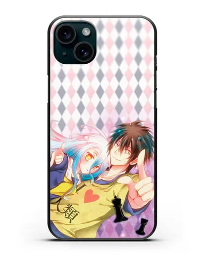 Чехол аниме Нет игры - нет жизни - Сора и Широ игроки силиконовый для iPhone 15 Plus