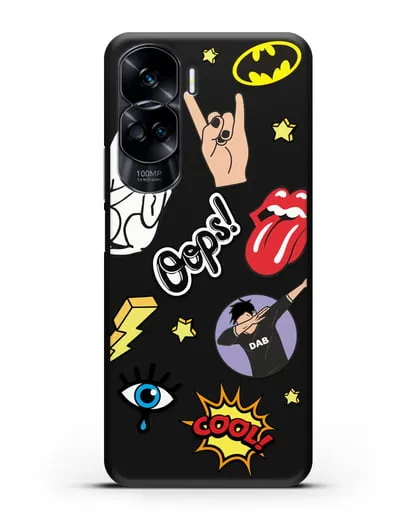 Чехол со стикерами Интернет-мемы силиконовый для Honor 90 Lite