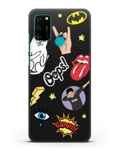 Чехол со стикерами Интернет-мемы силиконовый для Honor 9A