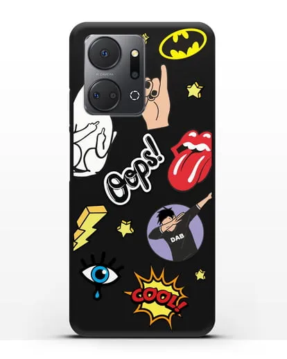 Чехол со стикерами Интернет-мемы силиконовый для Honor X7a