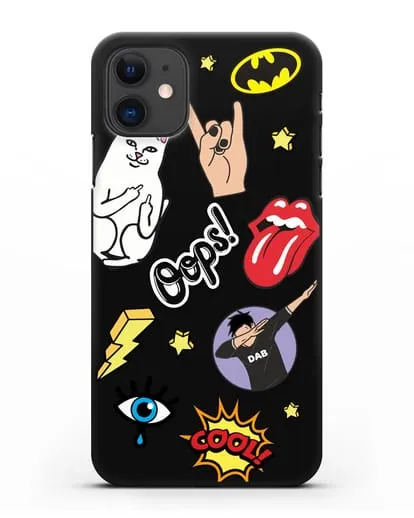 Чехол со стикерами Интернет-мемы силиконовый для iPhone 11