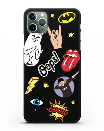 Чехол со стикерами Интернет-мемы силиконовый для iPhone 11 Pro Max