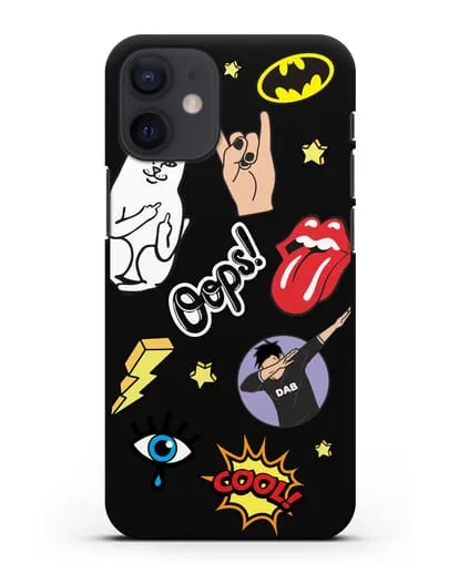 Чехол со стикерами Интернет-мемы силиконовый для iPhone 12 mini