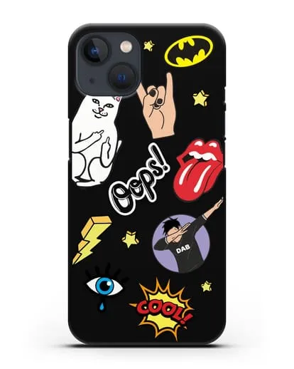 Чехол со стикерами Интернет-мемы силиконовый для iPhone 13