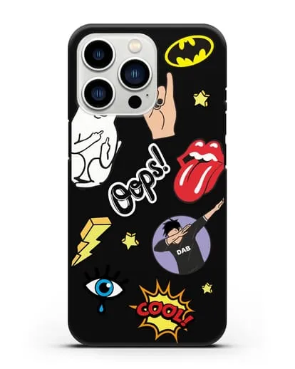 Чехол со стикерами Интернет-мемы силиконовый для iPhone 13 Pro