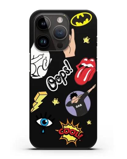 Чехол со стикерами Интернет-мемы силиконовый для iPhone 14 Pro