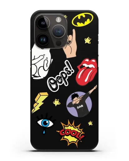 Чехол со стикерами Интернет-мемы силиконовый для iPhone 14 Pro Max