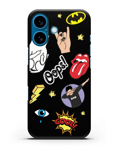 Чехол со стикерами Интернет-мемы силиконовый для iPhone 16