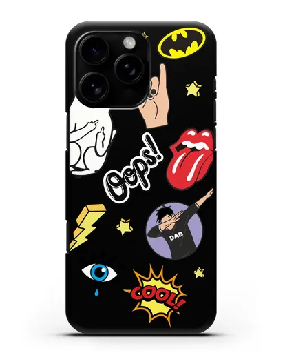 Чехол со стикерами Интернет-мемы силиконовый для iPhone 16 Pro Max