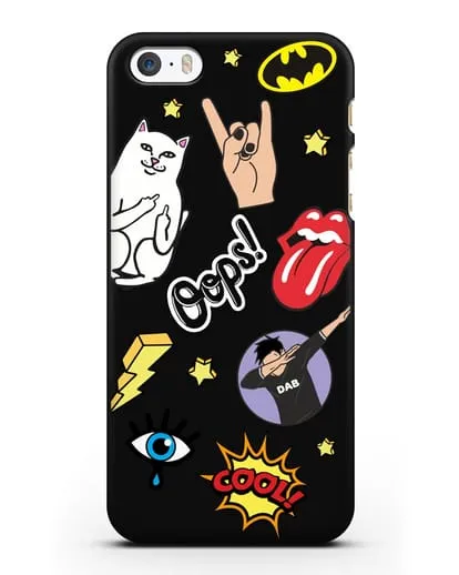 Чехол со стикерами Интернет-мемы силиконовый для iPhone 5/5s/SE