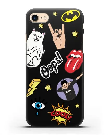 Чехол со стикерами Интернет-мемы силиконовый для iPhone 8
