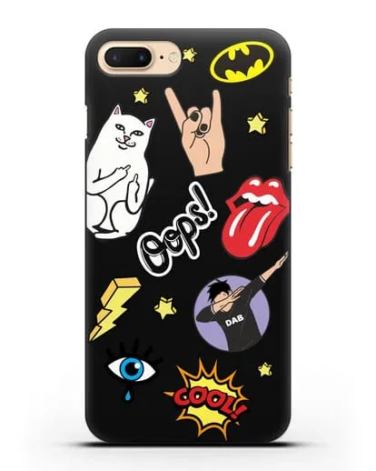Чехол со стикерами Интернет-мемы силиконовый для iPhone 7 Plus