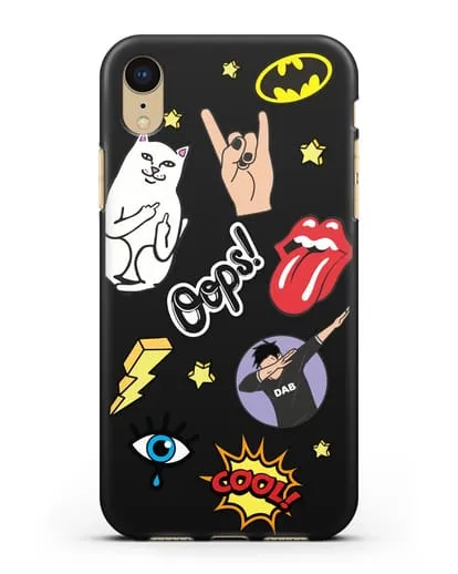 Чехол со стикерами Интернет-мемы силиконовый для iPhone XR